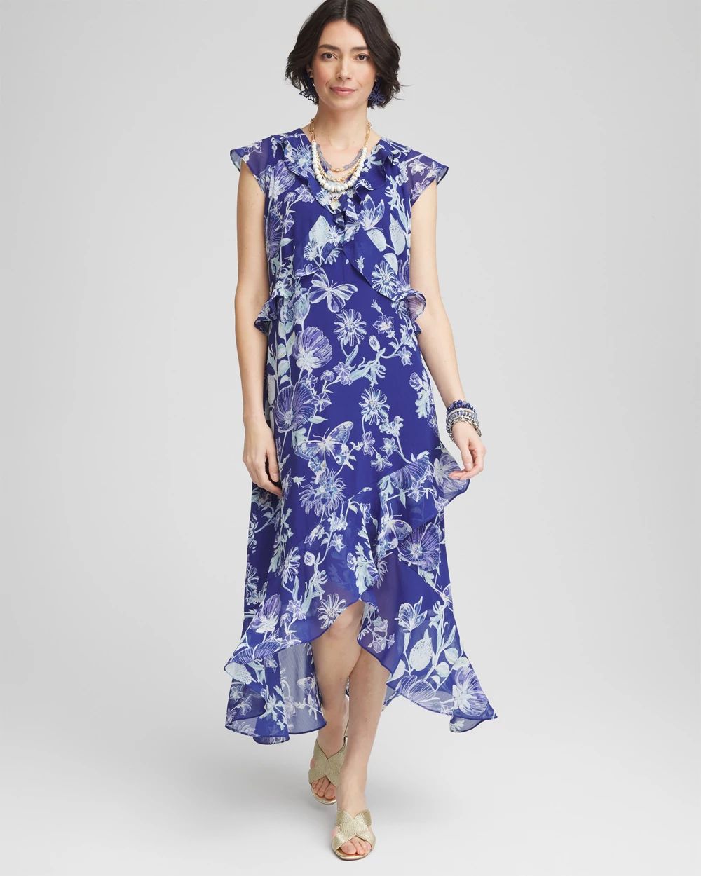 Fit and Flare Chiffon Ruffle Dress | Chico's